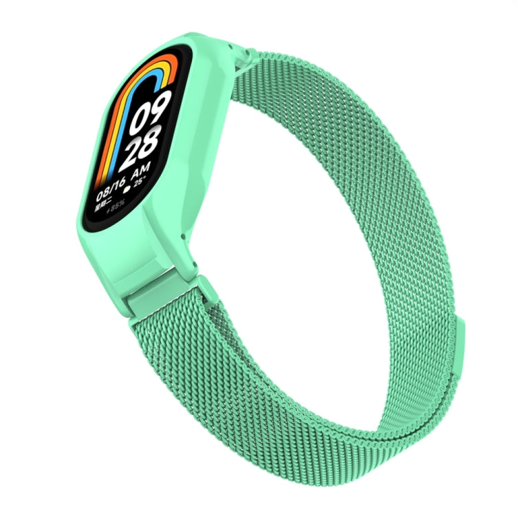 For Xiaomi Mi Band 8 Integrated Metal Case + Milanese Magnetic Watch Band(Blue Sea)