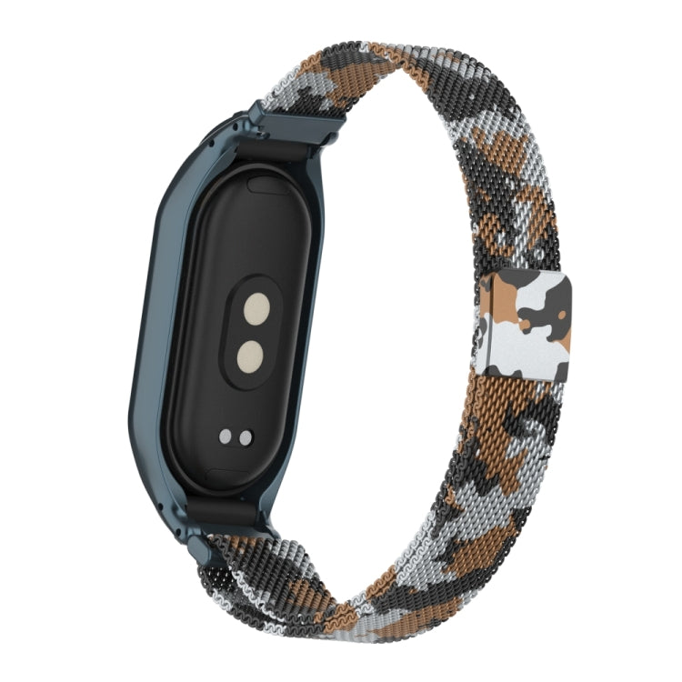 For Xiaomi Mi Band 8 Integrated Metal Case + Milanese Magnetic Watch Band(Brown)