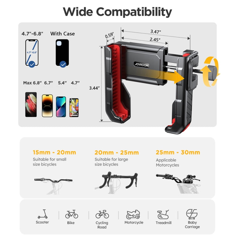 JOYROOM JR-ZS266 Bicycle Handle Phone Mount Compatible with 4.7-6.8 inch(Black) - free shipping - PMC Jewellery - Order now!