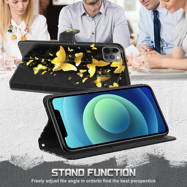 For Xiaomi Redmi Note 12 4G Global 3D Painting Pattern Flip Leather Phone Case(Gold Butterfly)