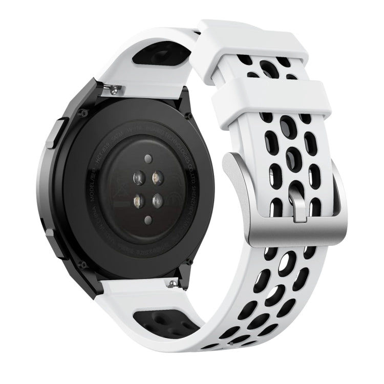 For Huawei Watch GT 2e Two Color Round Hole Silicone Watch Band(White Balck)