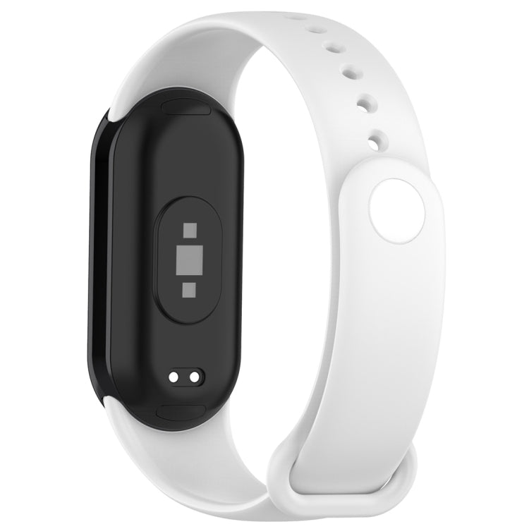 For Xiaomi Mi Band 8 Solid Color Silicone Plug Replacement Watch Band(White)