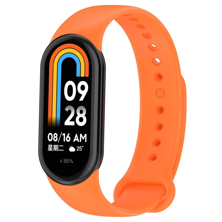 For Xiaomi Mi Band 8 Solid Color Silicone Plug Replacement Watch Band(Orange)