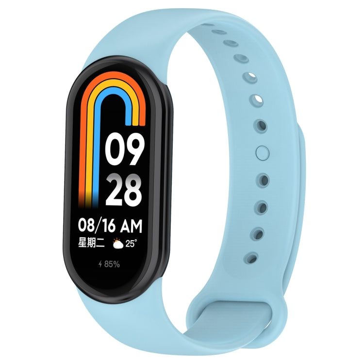 For Xiaomi Mi Band 8 Solid Color Silicone Plug Replacement Watch Band(Blue)