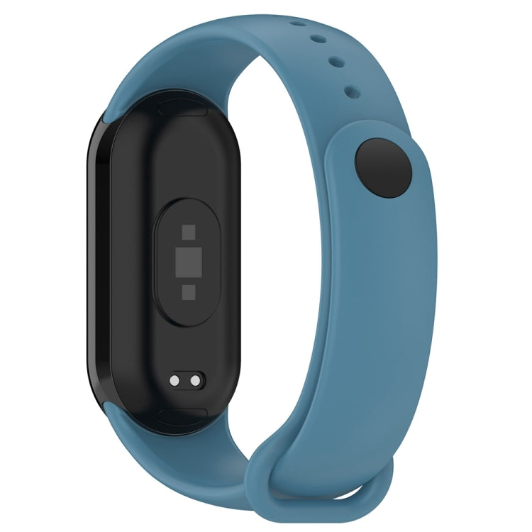 For Xiaomi Mi Band 8 Solid Color Stainless Steel Plug Replacement Watch Band (Blue)