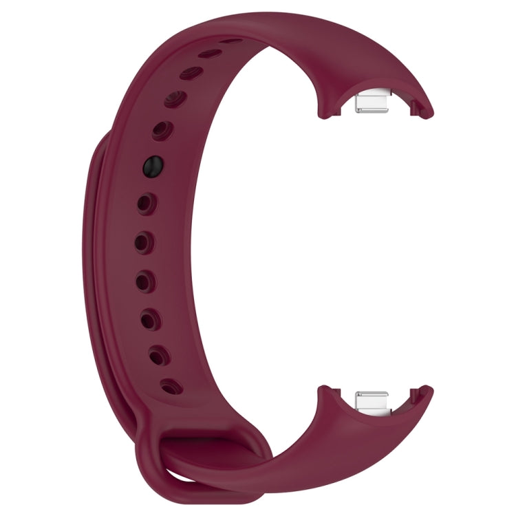 For Xiaomi Mi Band 8 Solid Color Stainless Steel Plug Replacement Watch Band (Wine Red)