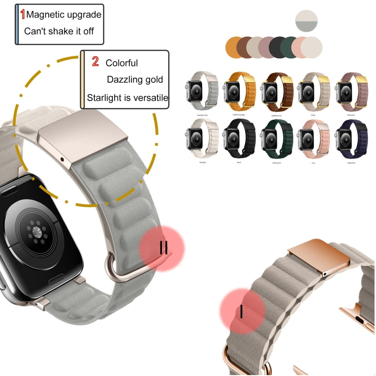 Magnetic Reverse Buckle Watch Band For Apple Watch Series 8&7 41mm(Indigo Blue)