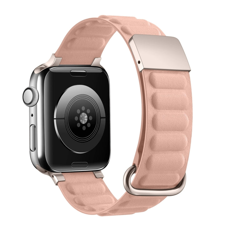 Magnetic Reverse Buckle Watch Band For Apple Watch Series 8&7 45mm(Pink)