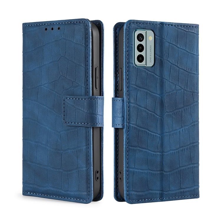 For Nokia G22 Skin Feel Crocodile Magnetic Clasp Leather Phone Case(Blue)