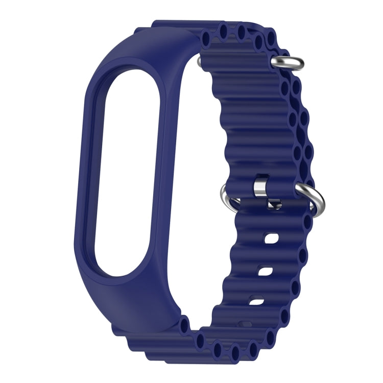 For Xiaomi Mi Band 7 / 6 / 5 / 4 / 3 Solid Color Marine Silicone Breathable Watch Band(Blue)