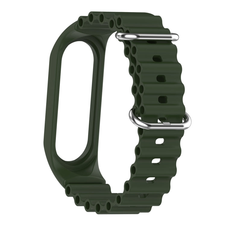 For Xiaomi Mi Band 7 / 6 / 5 / 4 / 3 Solid Color Marine Silicone Breathable Watch Band(Green)