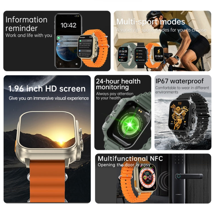 N22 2 in 1 1.96 inch HD Display Sport Bluetooth Call Earphone Smart Watch(Black)