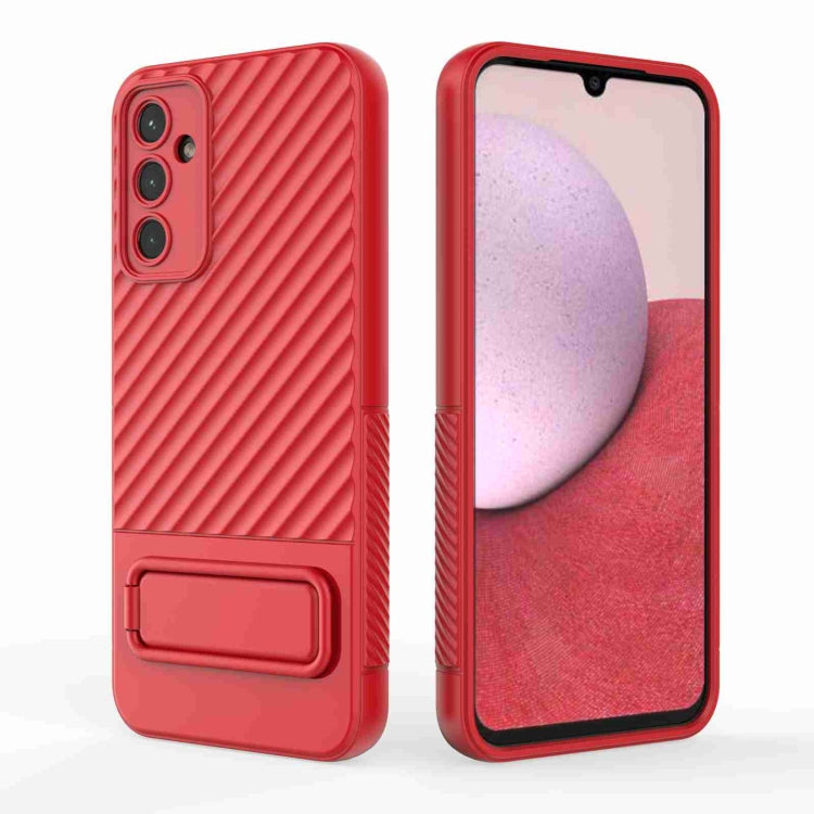 For Samsung Galaxy A14 5G Wavy Texture TPU Phone Case with Lens Film(Red)