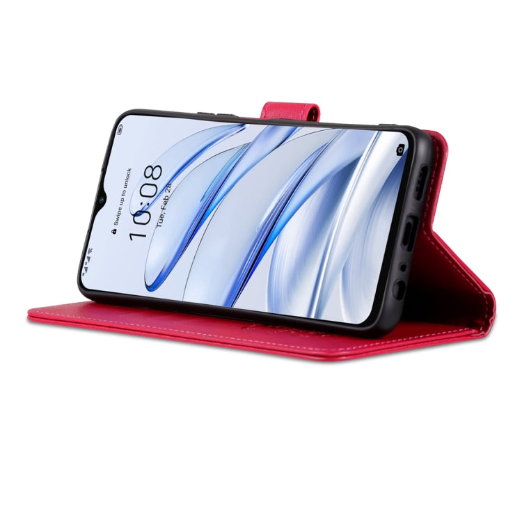 For Honor 70 Lite AZNS Sheepskin Texture Flip Leather Phone Case(Red) - free shipping - PMC Jewellery - Order now!