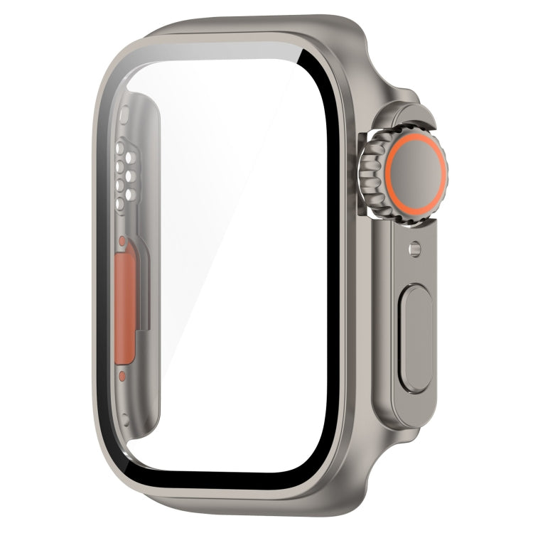 For Apple Watch Series 8 & 7 45mm Tempered Film + PC Integrated Watch Protective Case(Titanium Steel) - by PMC Jewellery | Online Shopping South Africa | PMC Jewellery