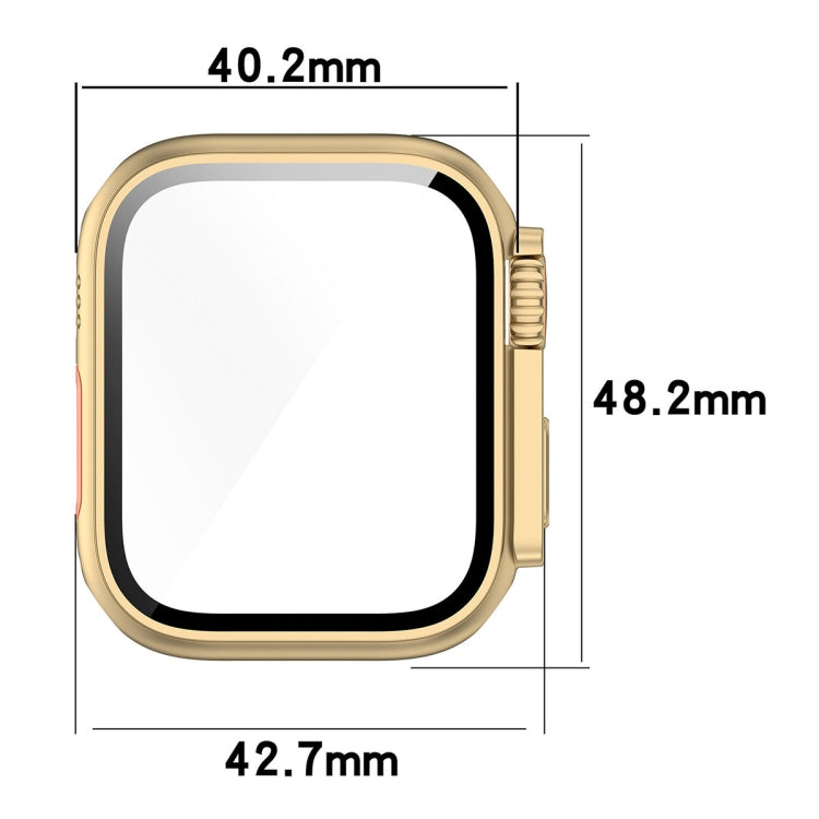 For Apple Watch Series 8 & 7 45mm Tempered Film + PC Integrated Watch Protective Case(Starlight Color)