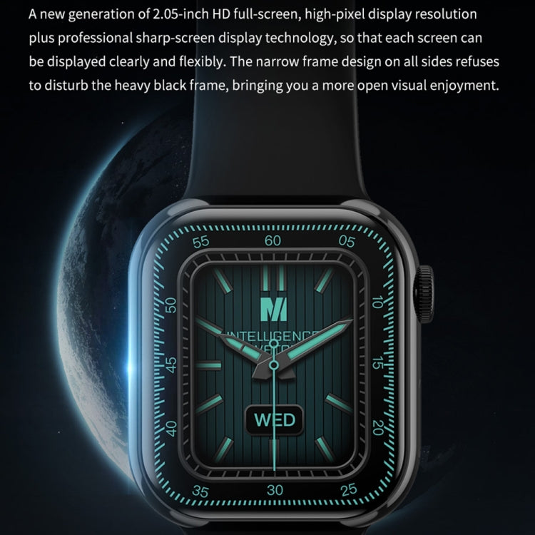 IW9 2.05 inch Square Screen Smart Watch Supports Bluetooth Calls/Blood Oxygen Monitoring(Silver)