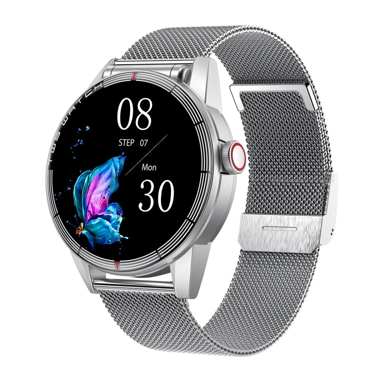 R6 1.32 inch Round Screen 2 in 1 Bluetooth Earphone Smart Watch, Support Bluetooth Call / Wellness Tracking(Silver Steel Strap)