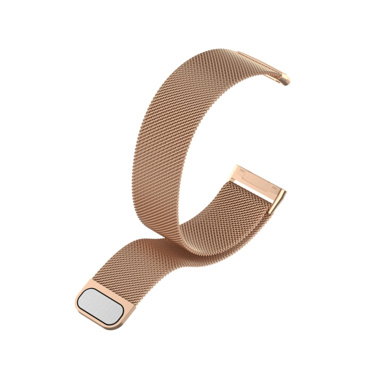 For Fitbit Versa 4 Milanese Magnetic Metal Weave Watchband, Small Size(Rose Gold)