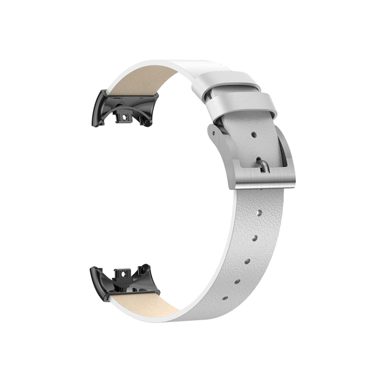 For Xiaomi Mi Band 8 Leather Replacement Watch Band(White)