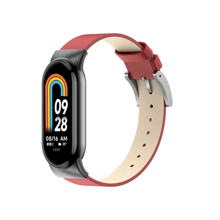 For Xiaomi Mi Band 8 Leather Replacement Watch Band(Red)