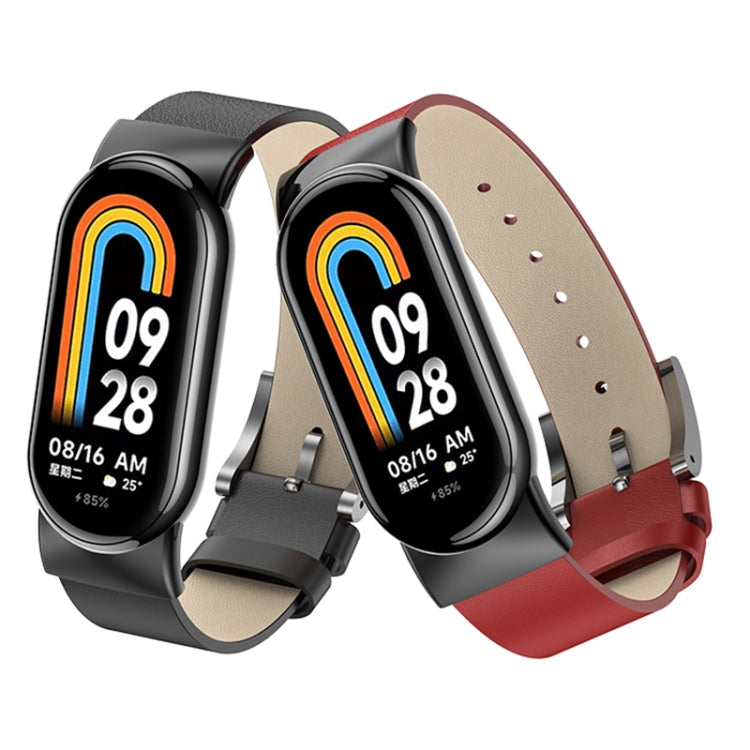 For Xiaomi Mi Band 8 Leather Replacement Watch Band(Red)