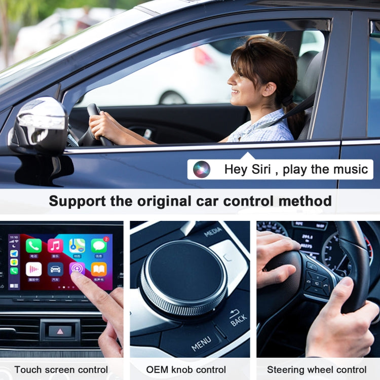 THT-020-2 USB + USB-C / Type-C Wired to Wireless Carplay Adapter for iPhone(Black)