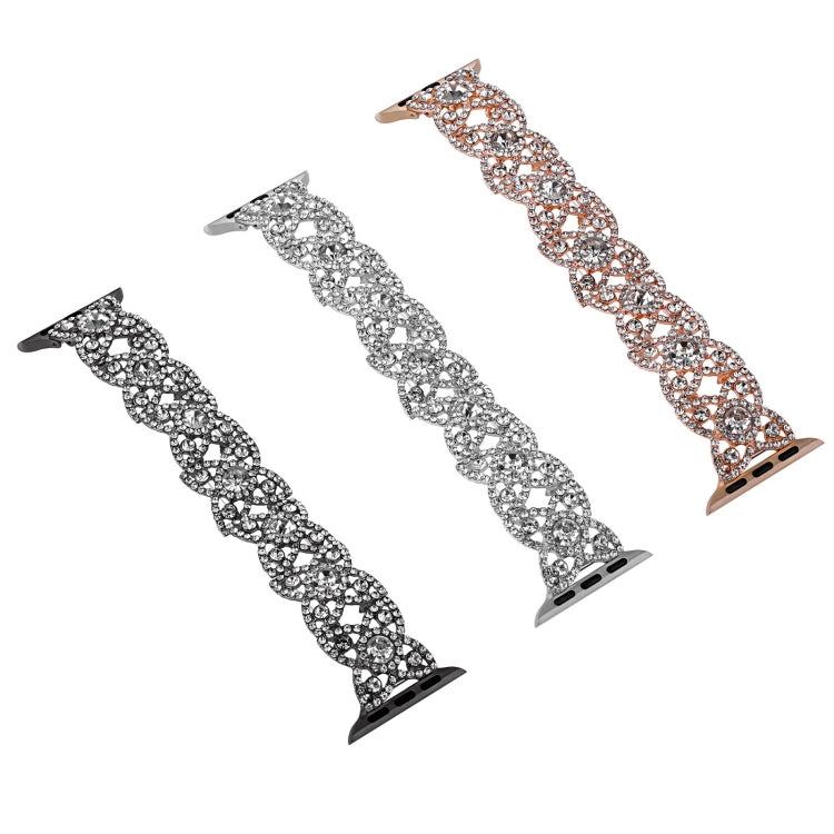 4-Petal Diamond Metal Watch Band For Apple Watch Ultra 49mm(Black) - by PMC TechLife | Online Shopping South Africa | PMC TechLife