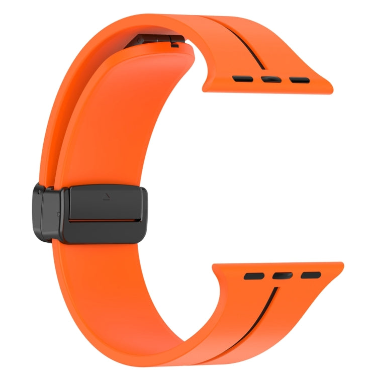 Two Color Folding Buckle Silicone Watch Band For Apple Watch 7 41mm(Orange+Black)