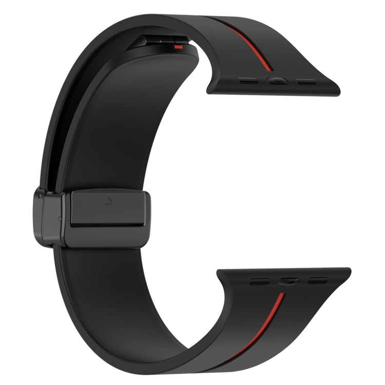 Two Color Folding Buckle Silicone Watch Band For Apple Watch SE 40mm(Black+Red)