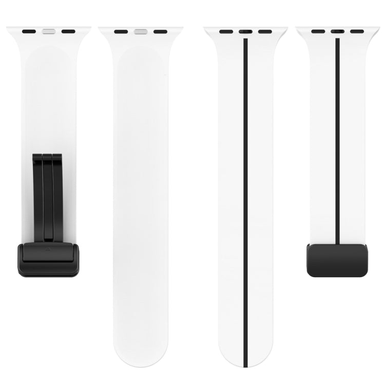Two Color Folding Buckle Silicone Watch Band For Apple Watch 5 44mm(White+Black)