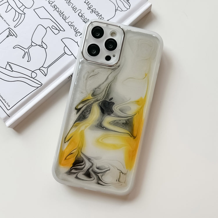 For iPhone 12 Pro Max Oil Painting Electroplating TPU Phone Case(White)