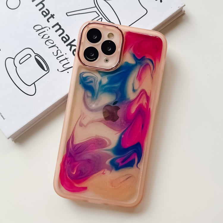 For iPhone 11 Pro Oil Painting Electroplating TPU Phone Case(Pink)