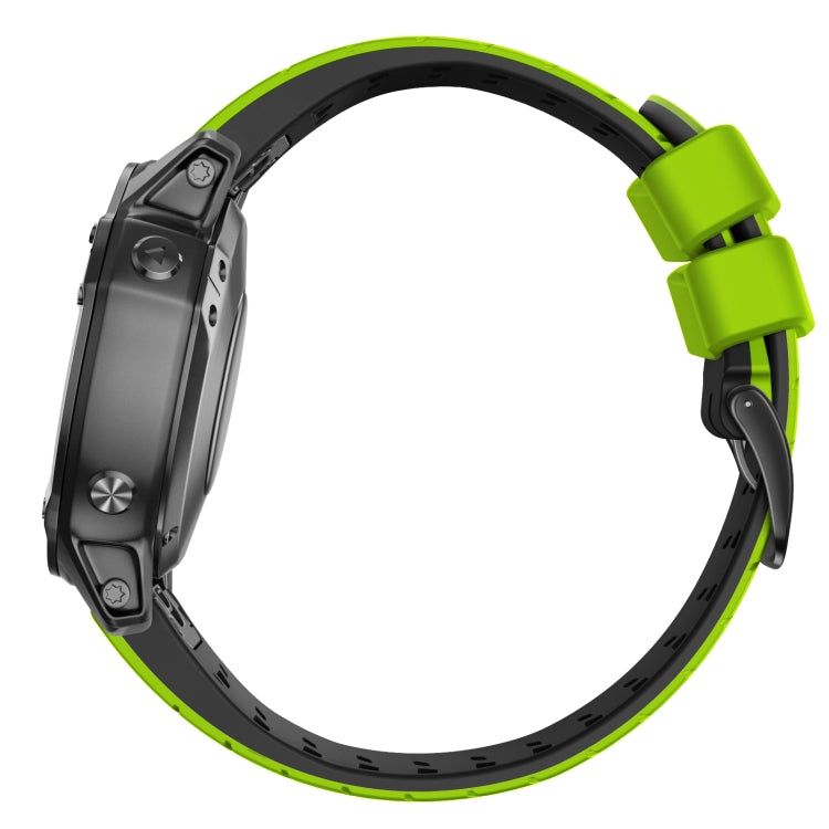For Garmin Fenix 7 22mm Trapezoidal Quick Release Silicone Watch Band(Green Black)