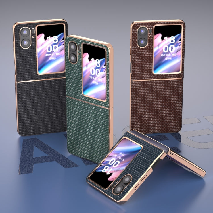 For OPPO Find N2 Flip Genuine leather luxury Nano Plating Phone Case(Black) - free shipping - PMC TechLife - Order now!
