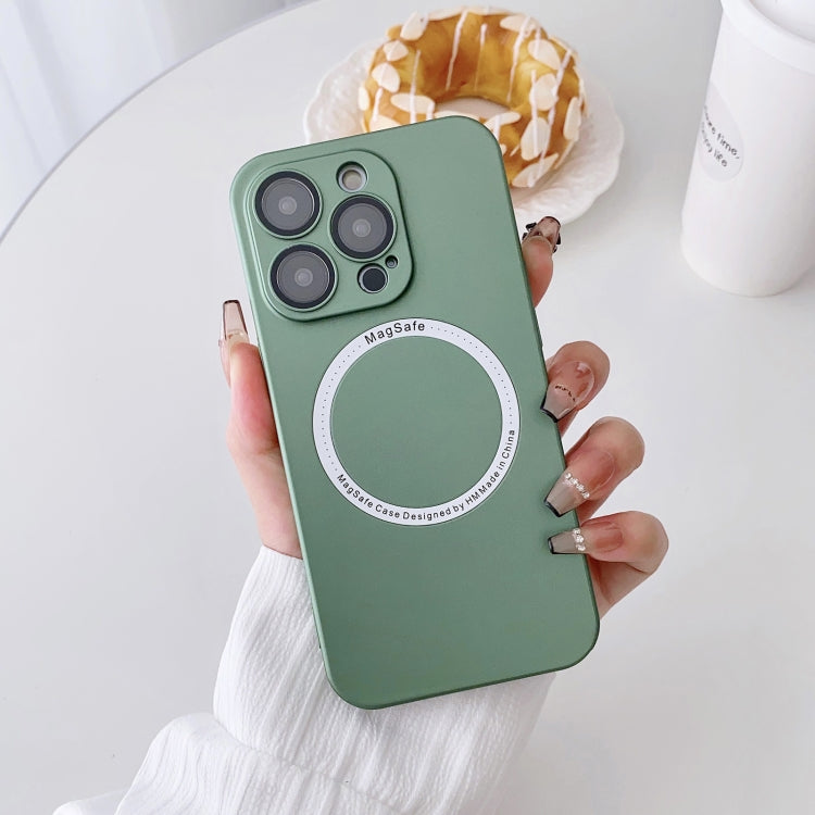For iPhone 12 Pro Max Magsafe Magnetic PC Shockproof Phone Case With Camera Lens(Green)