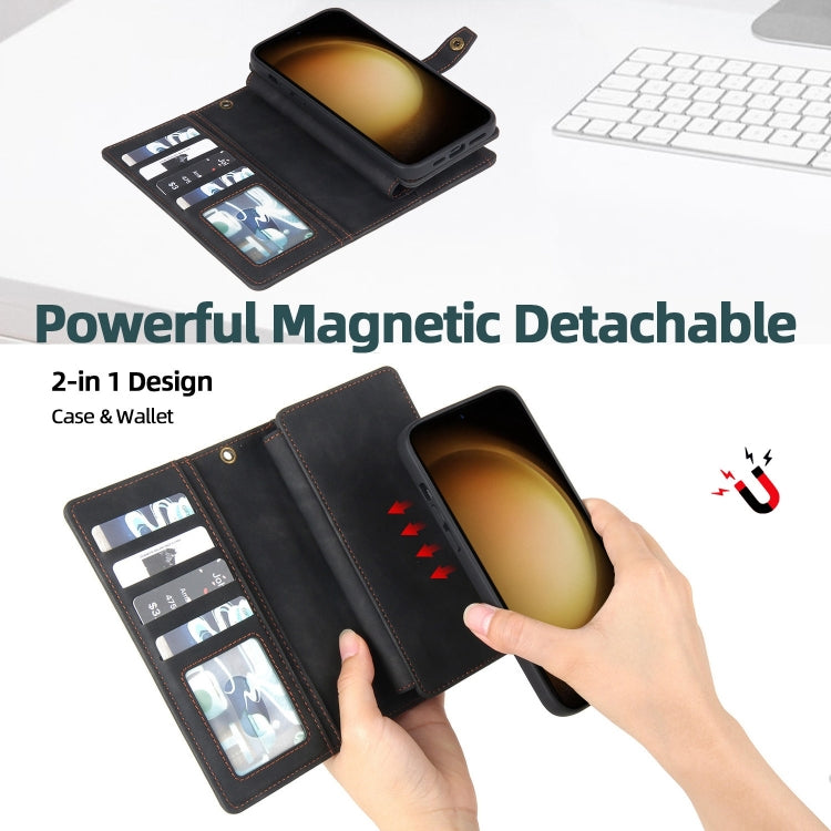 For Samsung Galaxy S23 Ultra 5G Zipper Wallet Magnetic Detachable Leather Phone Case(Black)