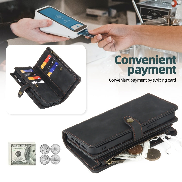 For Samsung Galaxy S23 Ultra 5G Zipper Wallet Magnetic Detachable Leather Phone Case(Black)