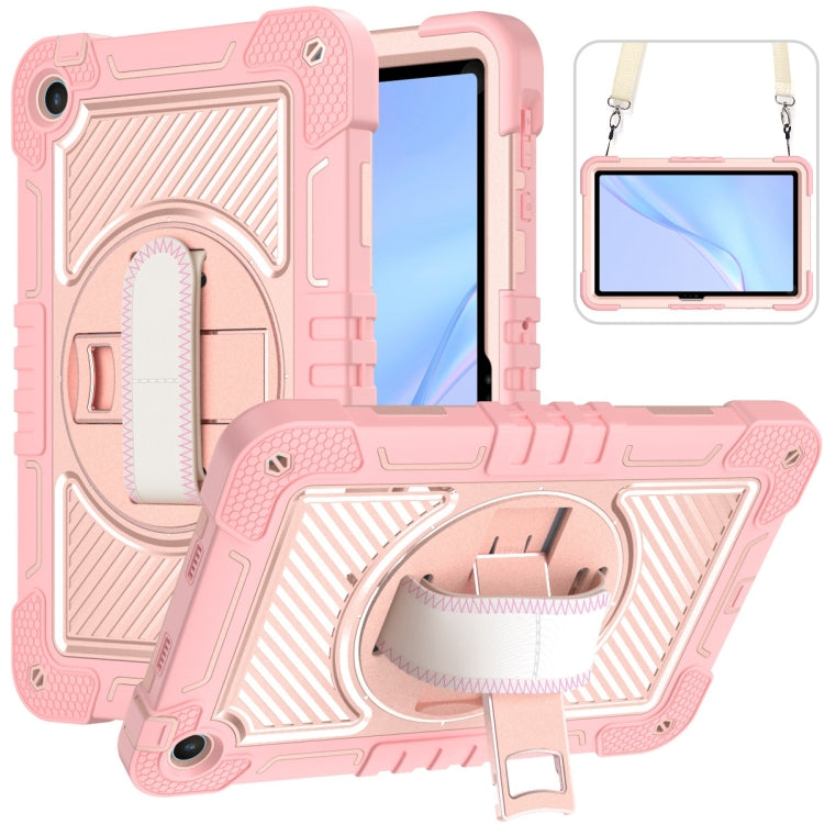 For Huawei MatePad SE 10.4 360 Degree Rotation PC Contrast Silicone Tablet Case(Rose Gold)