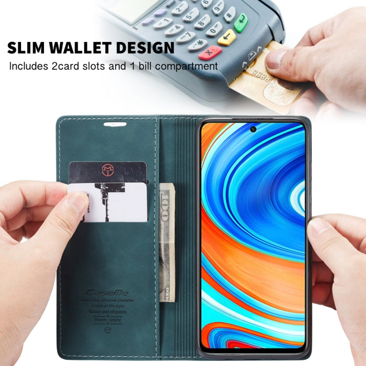 For Xiaomi Redmi Note 9 Pro/Note 9 Pro Max/Note 9s CaseMe 013 Multifunctional Horizontal Flip Leather Case, with Card Slot & Holder & Wallet(Blue)