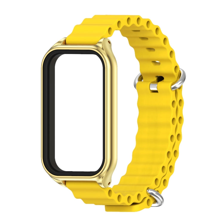 For Xiaomi Smart Band 8 Active / Redmi Band 2 Mijobs Metal Shell Ocean Silicone Watch Band(Yellow Gold)