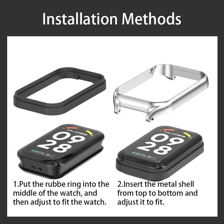 For Xiaomi Smart Band 8 Active / Redmi Band 2 Mijobs Metal Shell + Milan Magnetic Metal Watch Band(Rose Gold) - free shipping - PMC TechLife - Order now!