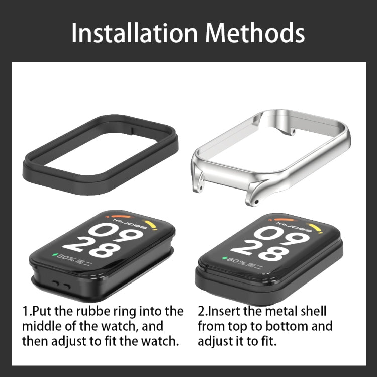 For Xiaomi Smart Band 8 Active / Redmi Band 2 Mijobs Metal Shell + Milan Buckle Metal Watch Band(Black) - free shipping - PMC TechLife - Order now!