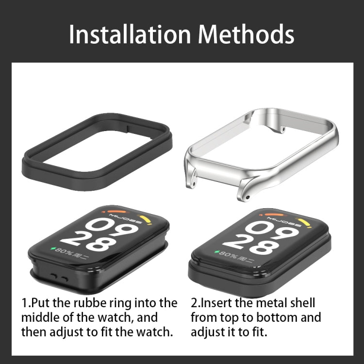 For Xiaomi Smart Band 8 Active / Redmi Band 2 Mijobs Metal Shell Breathable Nylon Loop Watch Band(Midnight Blue Black) - Watch Bands by MIJOBS | Online Shopping South Africa | PMC TechLife | Buy Now Pay Later Mobicred