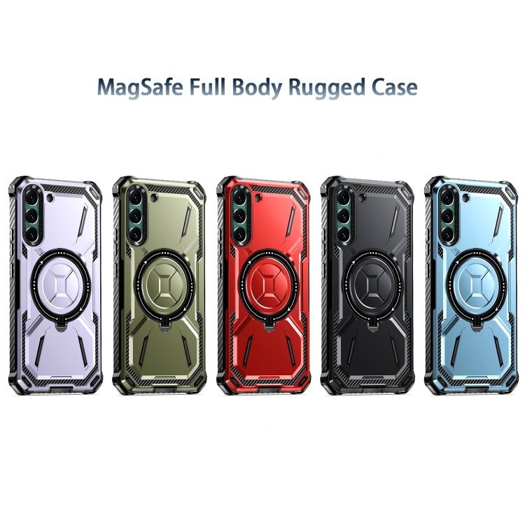For Samsung Galaxy S22+ 5G Armor Series Holder Phone Case(Black)