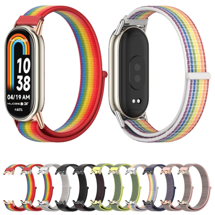 For Xiaomi Mi Band 8 / 9 / 9 NFC Mijobs Breathable Nylon Loop Watch Band(Rainbow Light Gold)