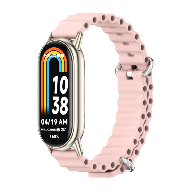 For Xiaomi Mi Band 8 / 9 / 9 NFC Mijobs Marine Silicone Breathable Watch Band(Pink Light Gold)