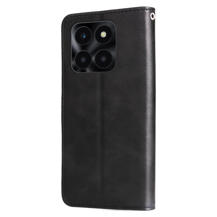 For Honor X6a Calf Texture Zipper Leather Phone Case(Black)