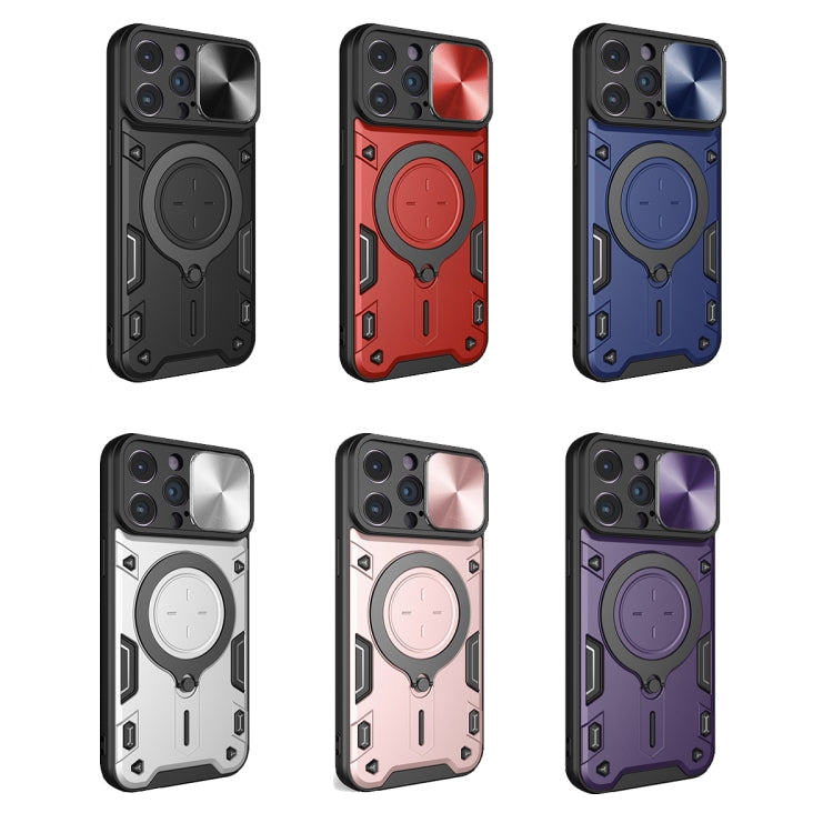 For iPhone 14 Pro Max CD Texture Sliding Camshield Magnetic Holder Phone Case(Red)