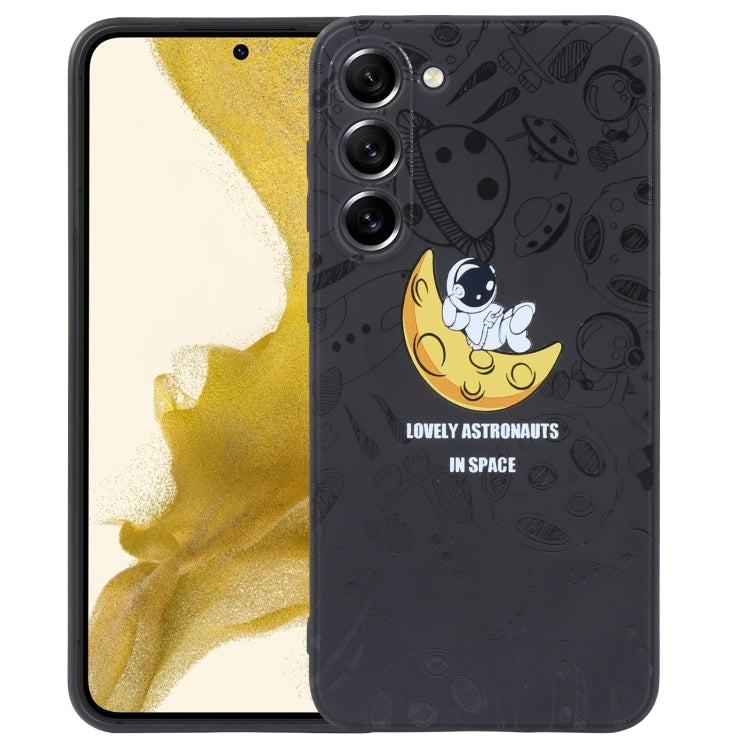 For Samsung Galaxy A71 Astronaut Pattern Silicone Straight Edge Phone Case(Lovely Astronaut-Black)